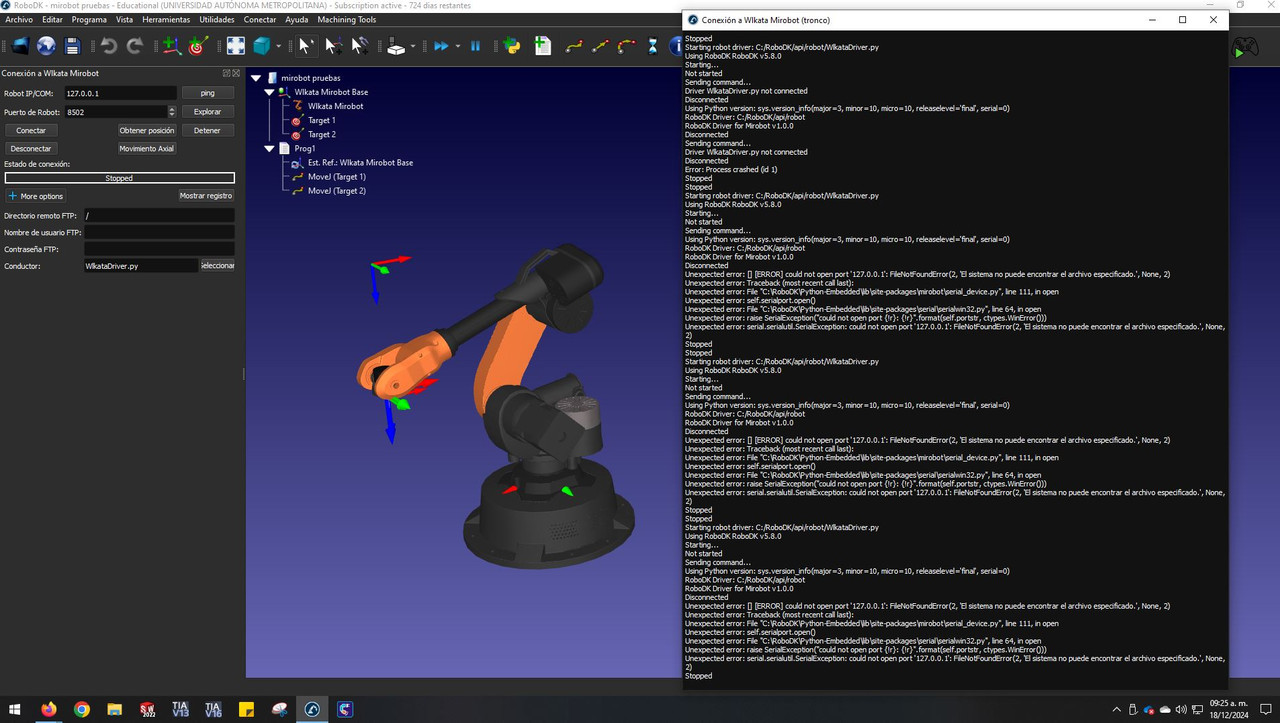 Mirobot IP Port 8502