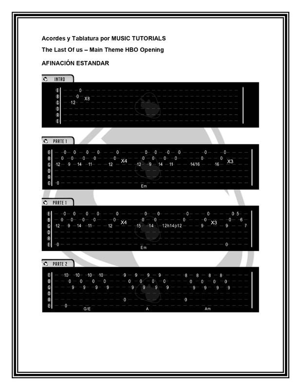 The Last Of Us HBO Opening Main theme Tablatura by MUSICTUTORIALS_page-0001