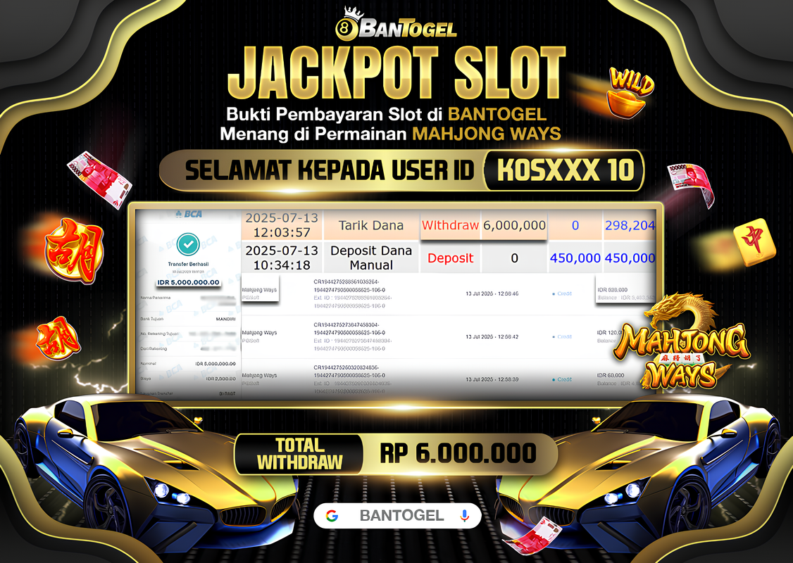 BUKTI JACKPOT LUNAS BANTOGEL