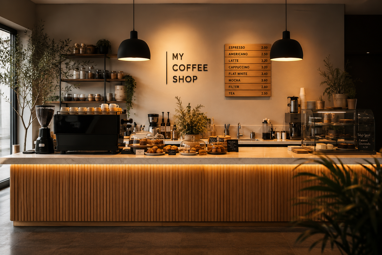 Barista derrière le comptoir du coffee shop