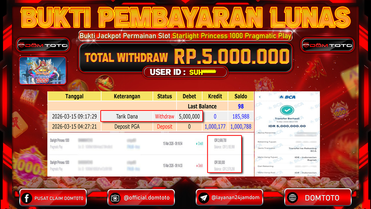 JACKPOT SLOT Starlight Princess 1000 Pragmatic Play 15 MARET 2026