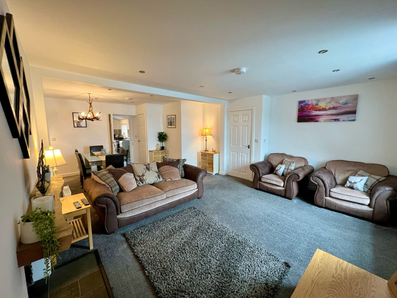 Living room with dining area and harbour view