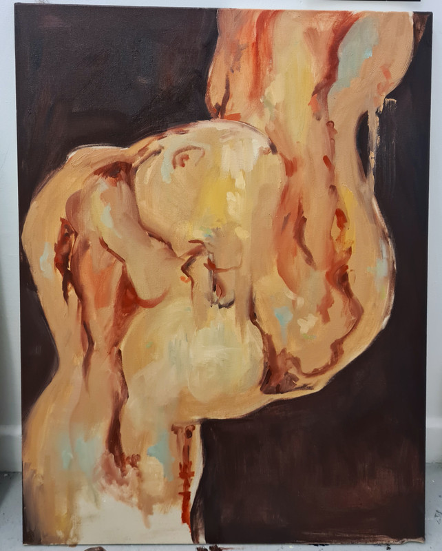 bodies morphing together top and bottom, oil on canvas