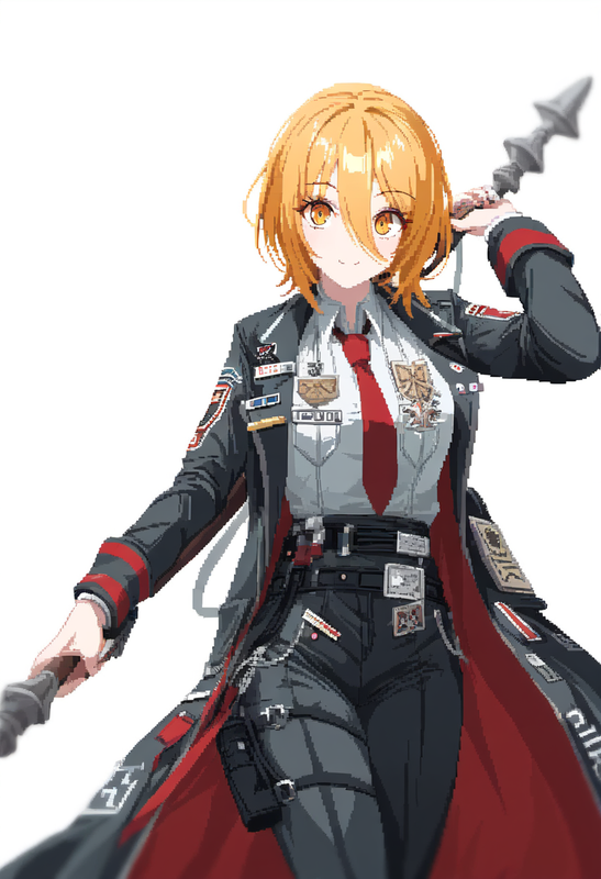 depth of field, 1girl, {{don quixote (limbus company)}}, {{{{pixel art}}}}, flat s-1384426350