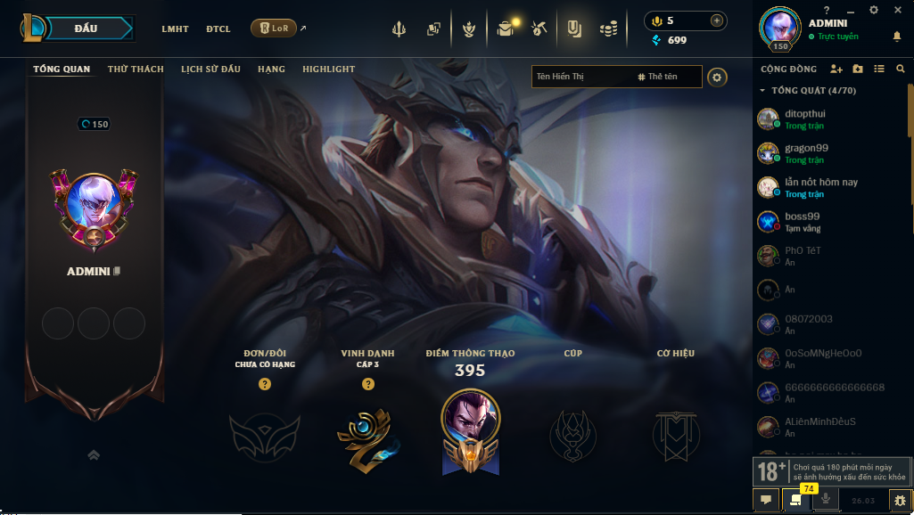 Acc LMHT # - Không Khung