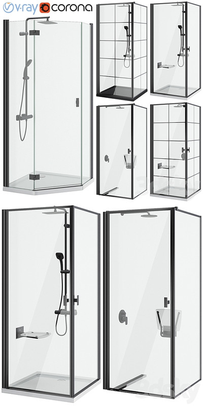 Shower cabins Radaway Nes 8 Black set 136