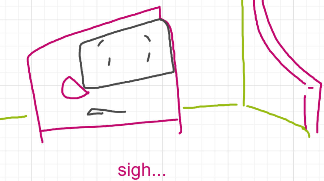 A panel from You're In Danger, Boy, episode seven of the Board Boards object show by Furretwalk/WalkingFurret.