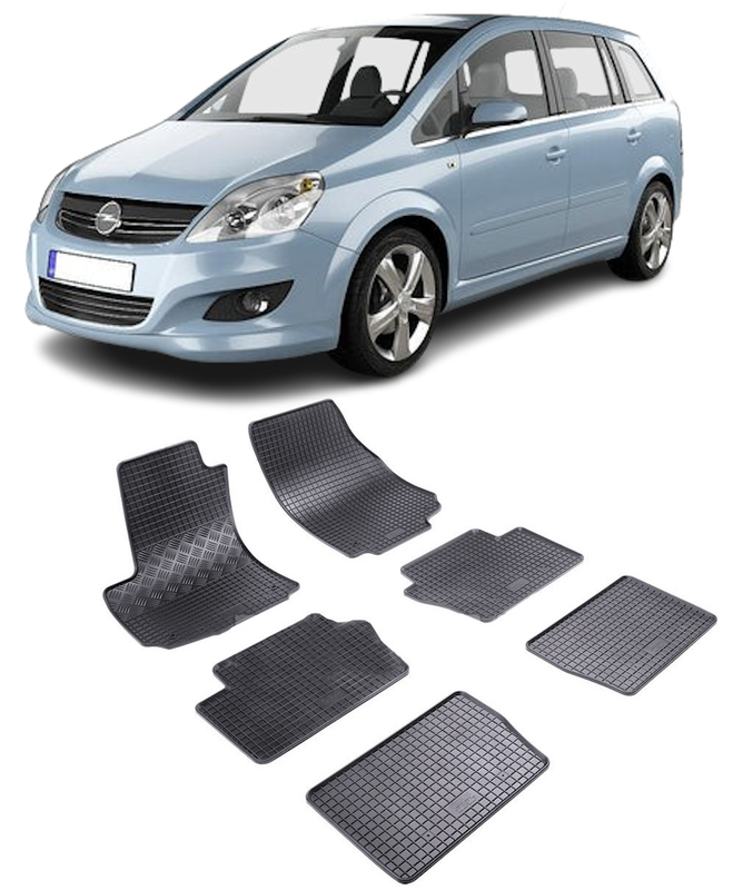 Set 6 covorase Opel Zafira B 7M 2005-2014, din cauciuc 100%, compatibile cu autoturismul OPEL Zafira