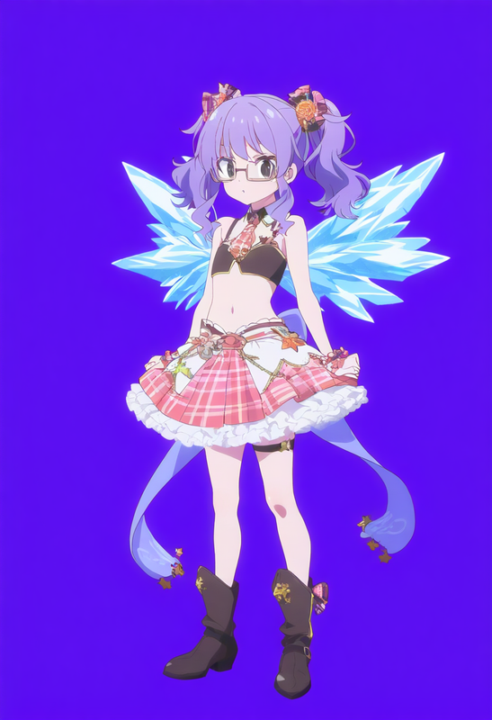 1girl, purple background, {full body}, black eyes, twintails, purple hair, flat  s-3418657398