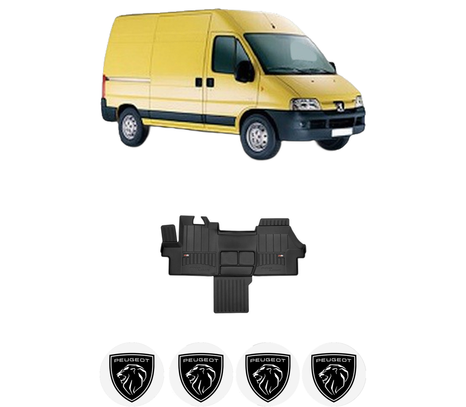 Set covorase presuri PEUGEOT BOXER Van din 2006-2023, auto, din cauciuc thermoplastic, 4 Stickere auto cu PEUGEOT