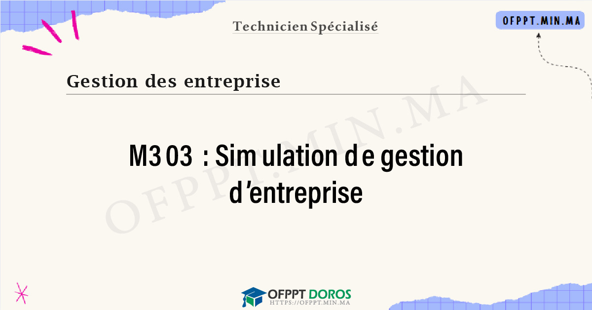 Sommaire détaillé du cours Simulation de gestion d’entreprise M303 OFPPT - Structure du module