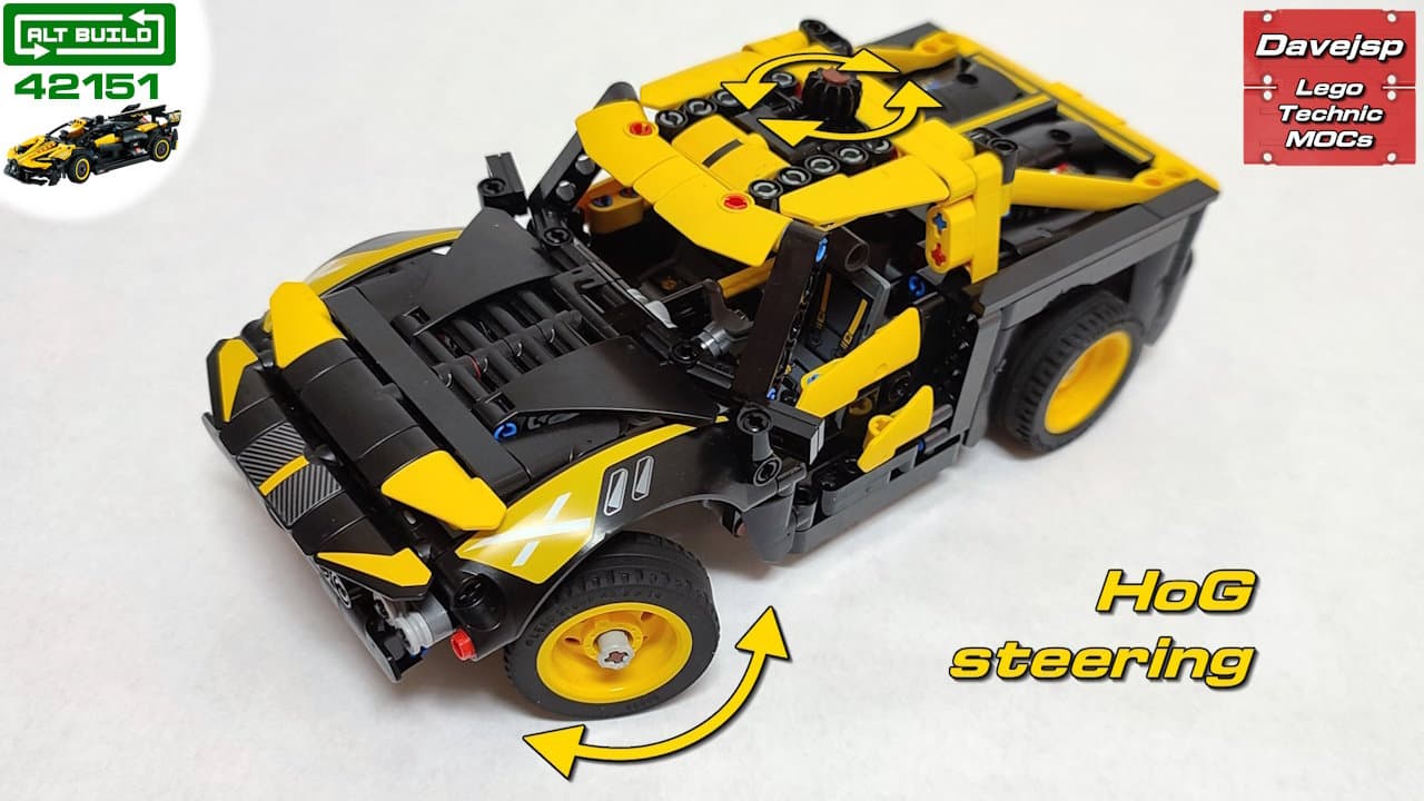 Lego Technic set 42151 Bugatti Bolide alternate build as a super stadium truck MOC with steering functionality