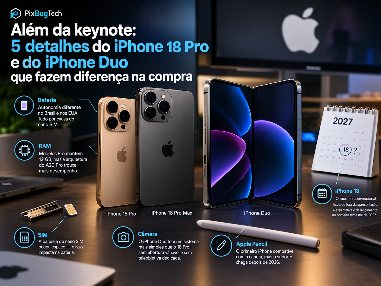 Além da keynote: 5 detalhes do iPhone 18 Pro e do iPhone Duo que fazem diferença na compra