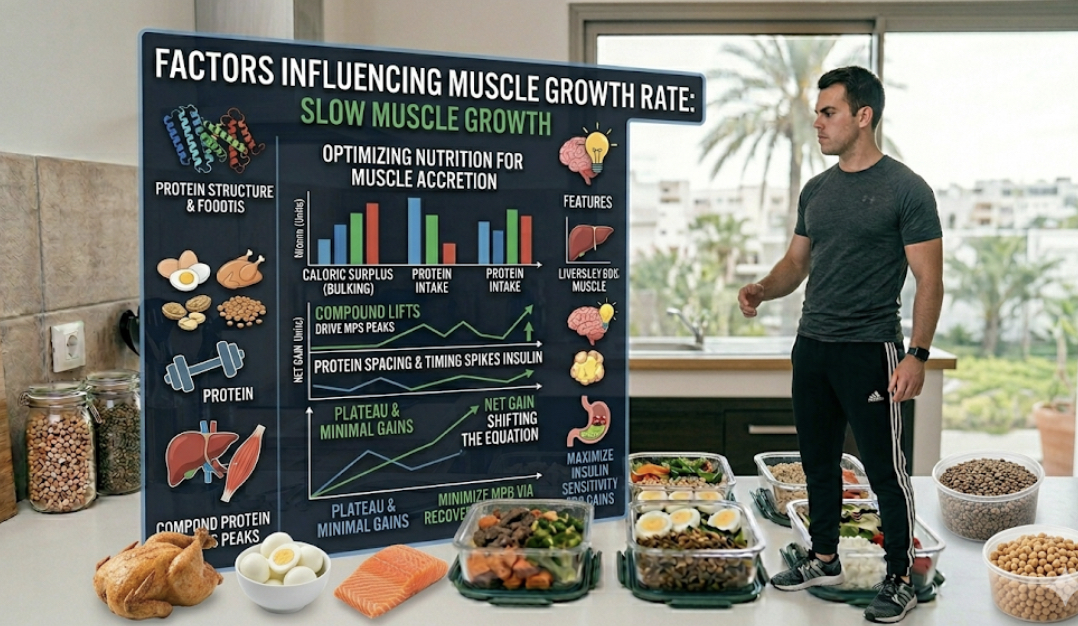 High quality protein sources for natural muscle gain including chicken breast, eggs, fish, and plant-based proteins to fix slow muscle growth