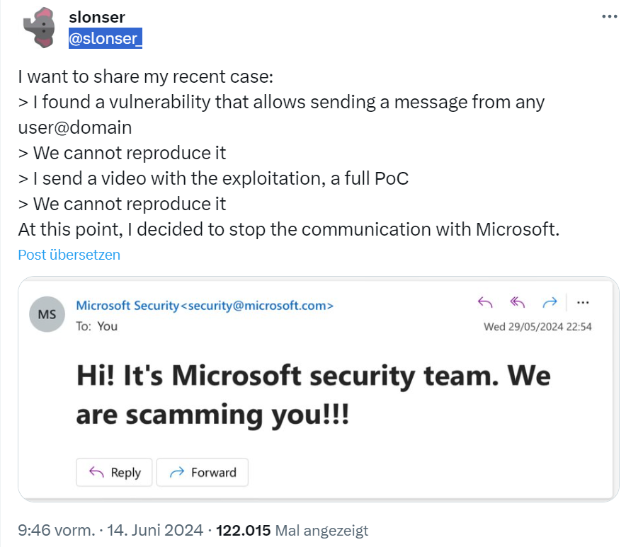 Microsoft Spoofing-Bug in E-Mails