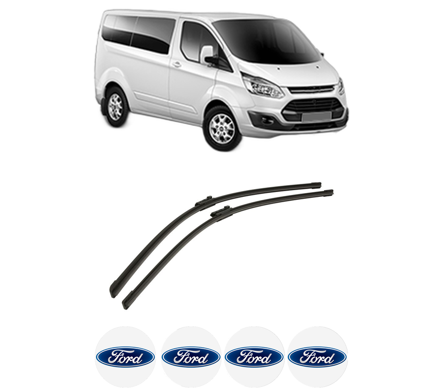Set stergatoare auto FORD TRANSIT CUSTOM V362 Bus (F3) din 2012-2023, pentru parbriz auto, 2 bucati, Bosch Aerotwin, din cauciuc siliconat rezistent, 4 Stickere Auto FORD