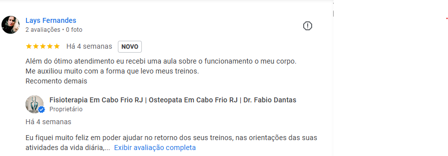 Avaliação real do Google 1