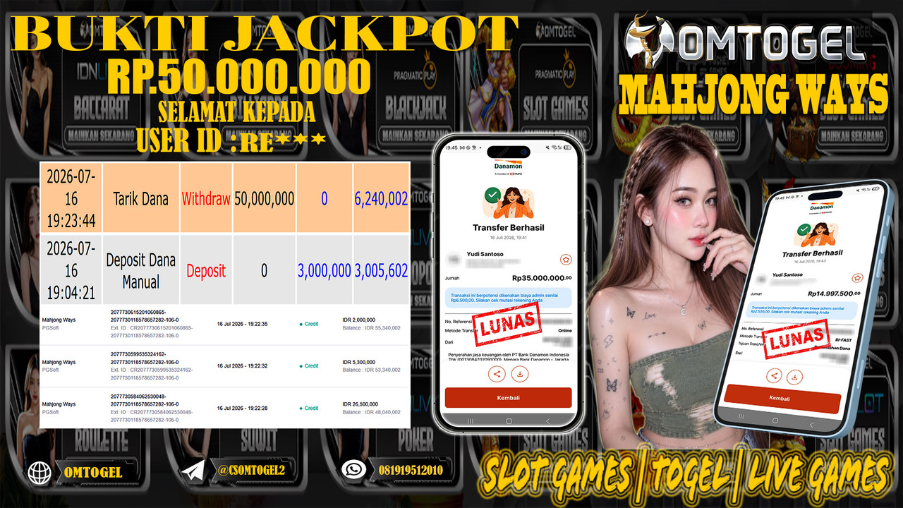 OMTOGEL JACKPOT PG SOFT MAHJONG WAYS Rp.35,000,000,- DIBAYAR LUNAS