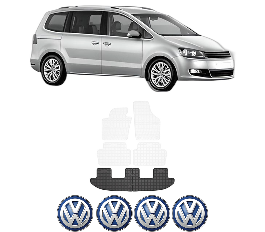 Set covorase presuri Volkswagen SHARAN (7N1, 7N2) din 2010-2022, auto, din cauciuc thermoplastic, 4 Stickere auto cu Volkswagen