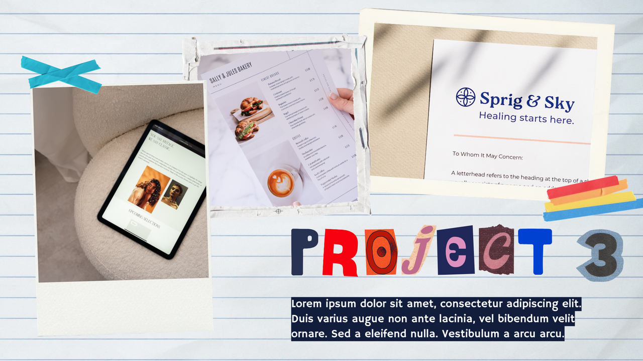 Yellow and Blue Scrapbook Graphic Design Creative Portfolio Presentation