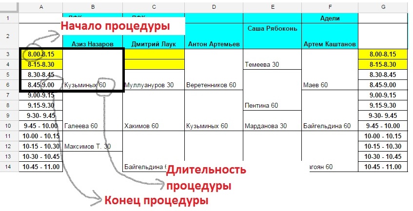 Пример расписания1