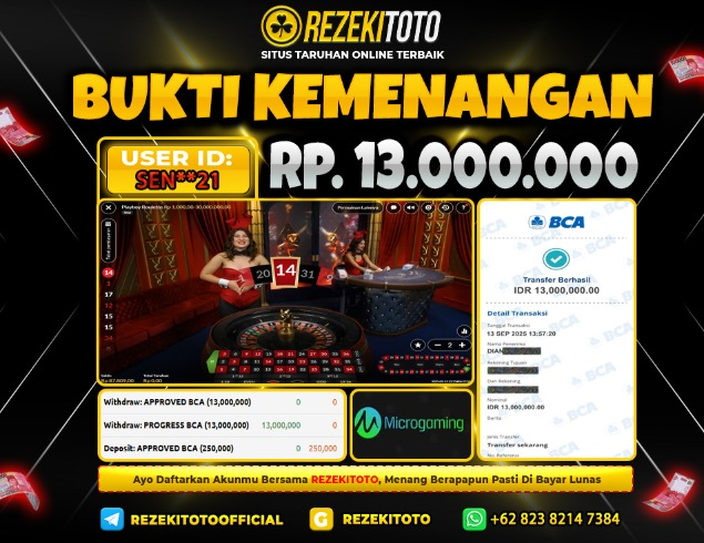 BUKTI KEMENANGAN 13 SEPTEMBER 2025 ROULETTE 13 JUTA 