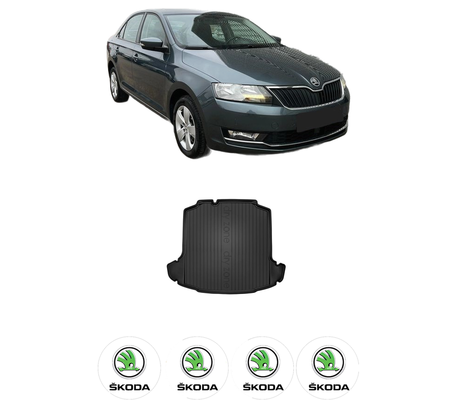 Tavita Portbagaj SKODA RAPID (NH3, NK3, NK6) din 2012-2022, Protectie Portbagaj Auto, 4x Stickere auto cu SKODA