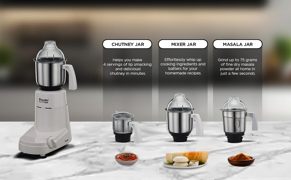 キッチン家電 Preethi 110V Eco Plus Mixer Grinder 3Jar Amazon.com: Preethi Eco Plus Mixer Grinder, White, 3 Jar