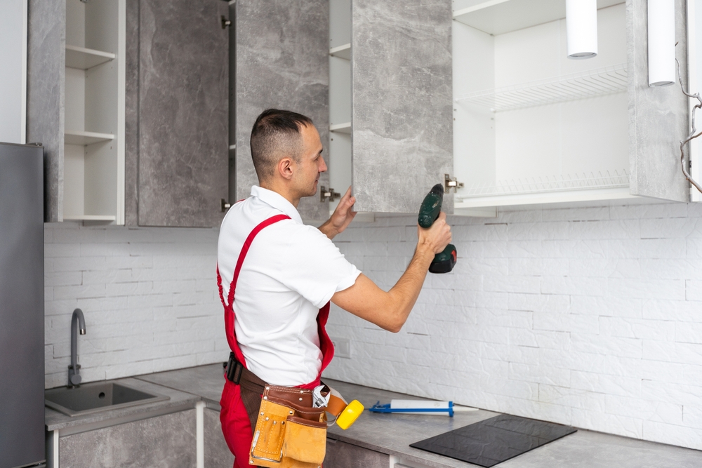 Home improvement projects updating kitchen and bathroom spaces.
