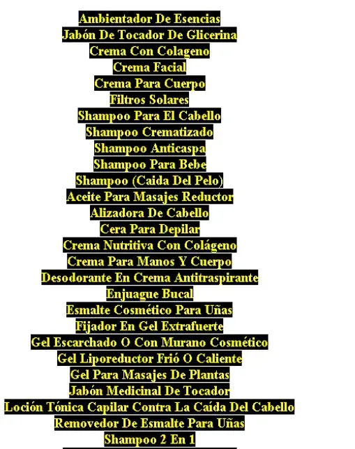 formulas industriales locion formulas ambientadores crema facial jabon