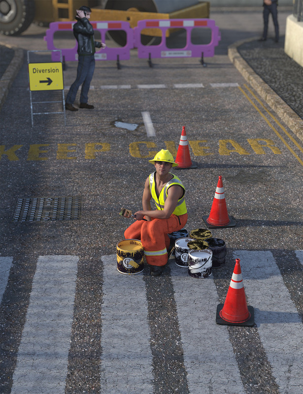 Road Markings and Potholes - Decals for Daz Studio Road Markings and Potholes - Decals for Daz Studio