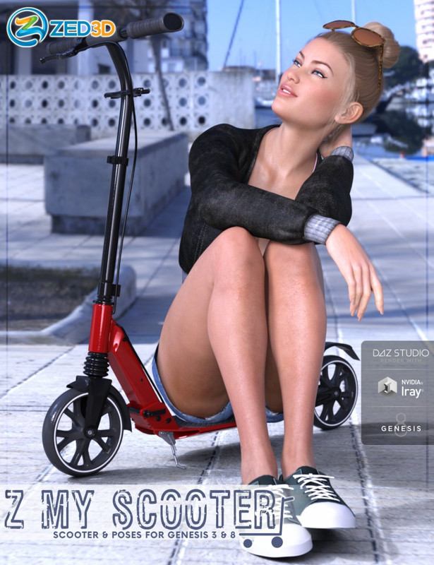 z my scooter prop and poses for genesis 3 and 8 00 main daz3d