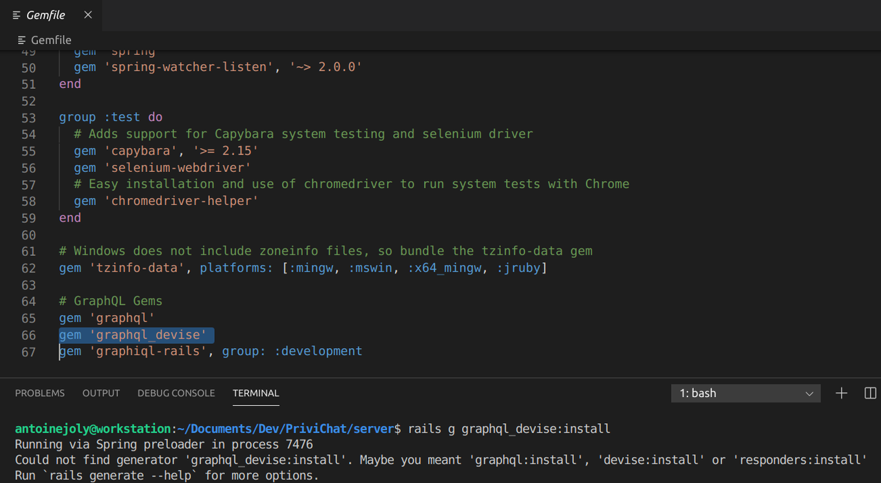 Gem file and terminal