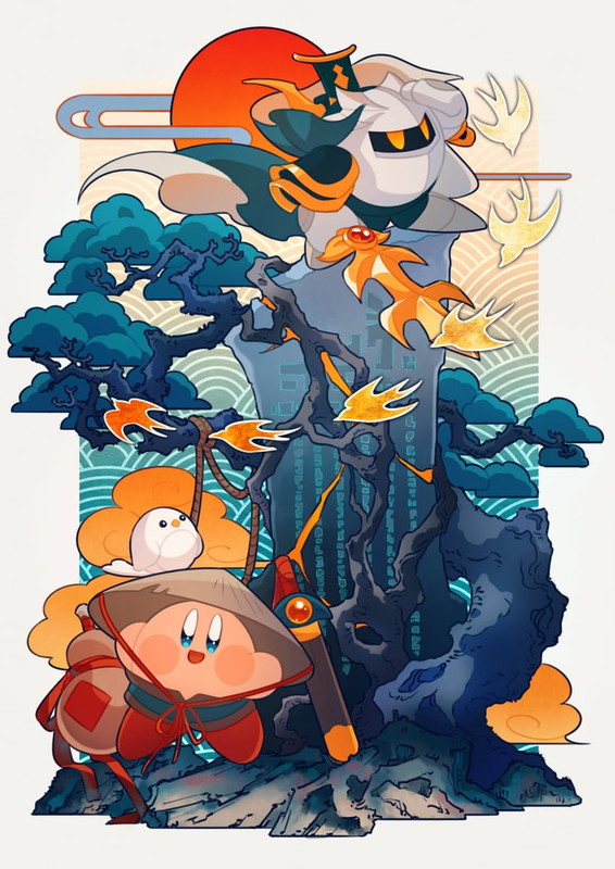 kirby-and-meta-knight-kirby-drawn-by-gle