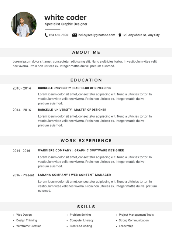 Black and White Simple Minimalist CV Resume CV Template