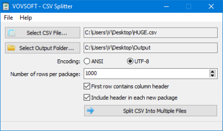 VovSoft CSV Splitter 1.4