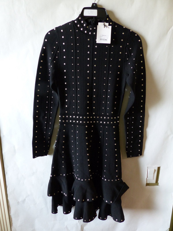 SANDRO PARIS ASYA SHORT KNIT DRESS WITH RHINESTONES WMNS SIZE 36 SFPRO01394