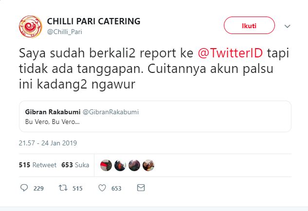 Balasan Gibran soal cuitan akun palsu