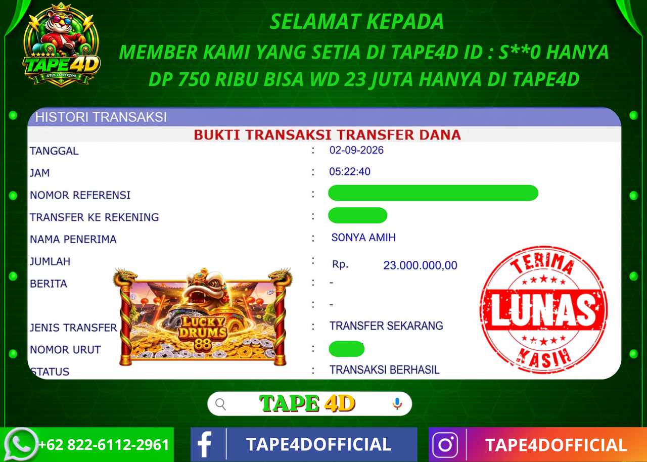 TAPE4D LUCKY DRUM 88 PRAGMATIC PLAY 23.000.000-LUNAS