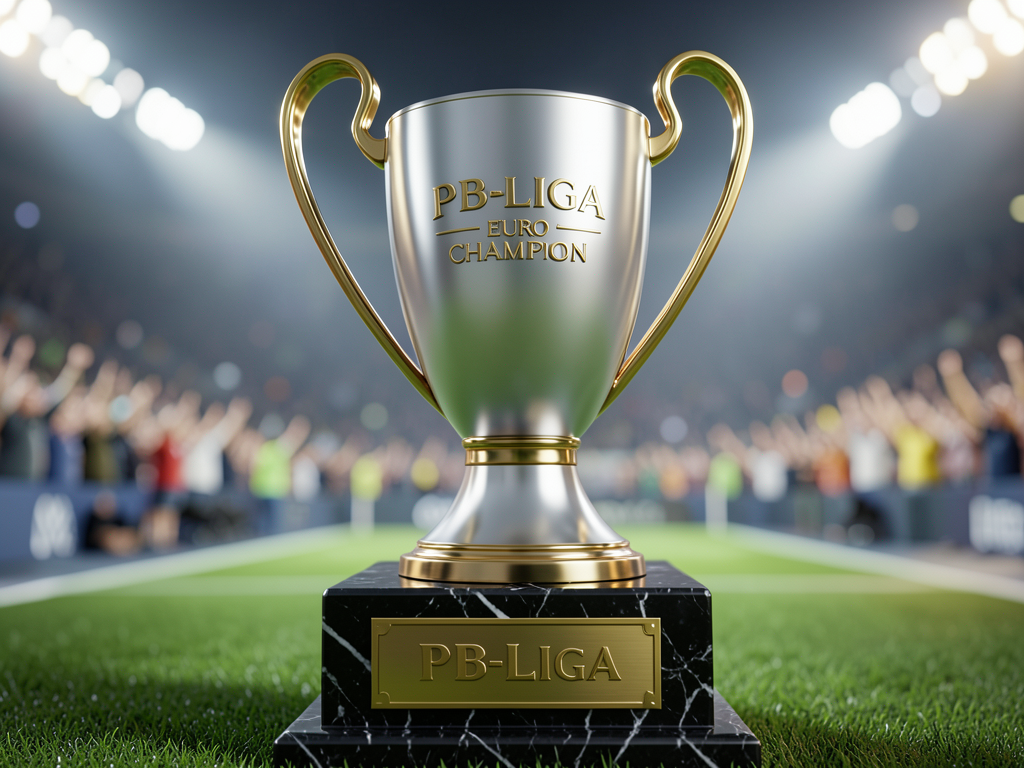 photorealistic 3d render of the pb liga european championship trophy a modern football online manag