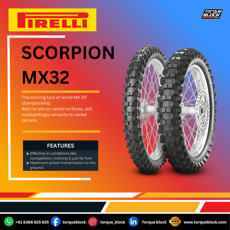 Pirelli Scorpion MX32 110/90-17 Rear Tyre 60M TT P_2901400 SCORP MX SR 90/100-16NHS 51M