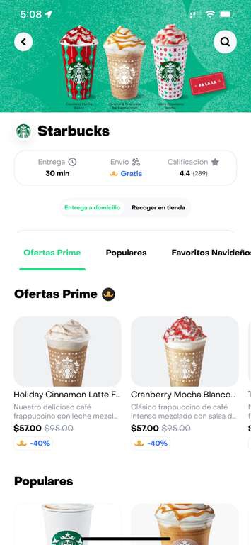 Rappi: Starbucks navideños y otros con 40% off 
