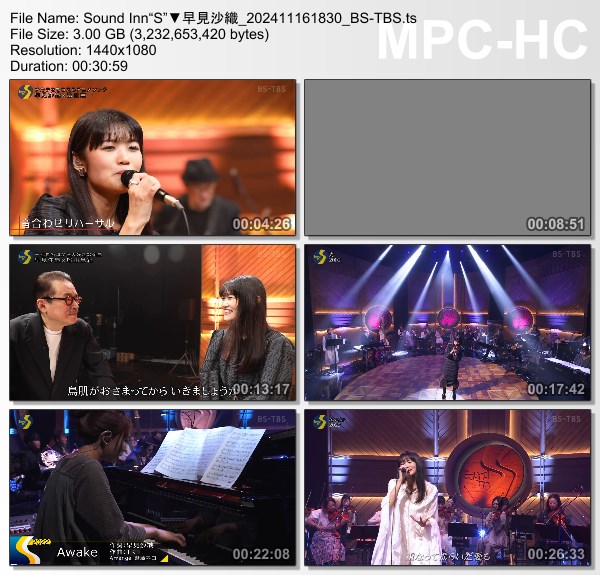 [TV-Variety] 早見沙織 – サウンド・イン”S” (BS-TBS 2024.11.16)