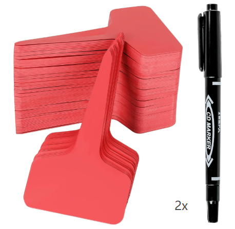 Red 200 Pack Waterproof Plant Labels T-Type Garden Tags with 2 Marking Pens for Succulents Flowers Seedlings and Aussie Home Gardening Identification