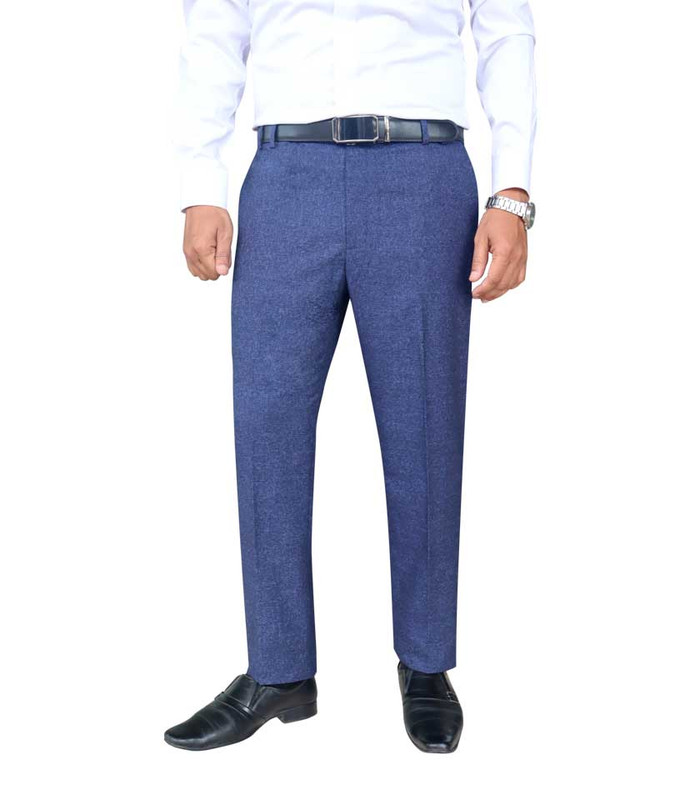 Men’s Trouser Formal Slim Fit Plain Front Cross Pocket Color: 900 (25.S.BLUE DOTT)PP
