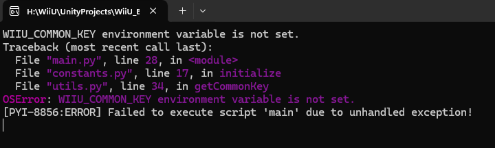 WIIU_COMMON_KEY environment variable is not set.