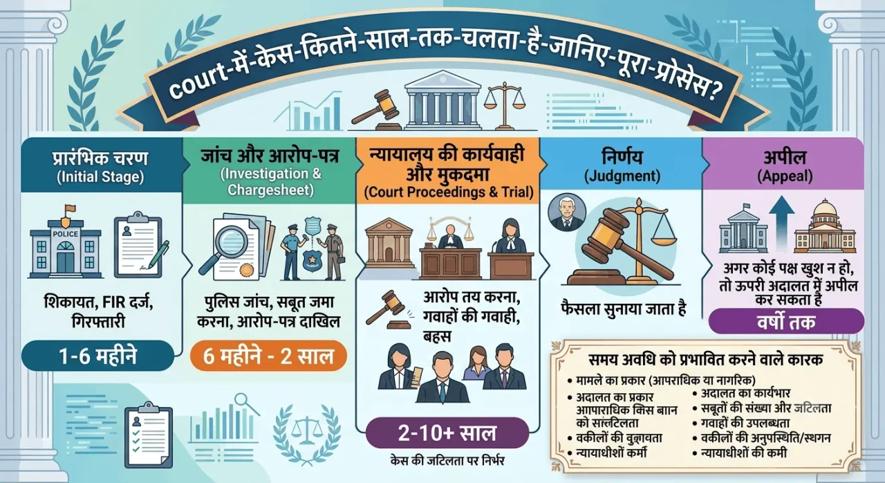 कोर्ट में केस कितने साल तक चलता है? जानिए पूरा प्रोसेस
