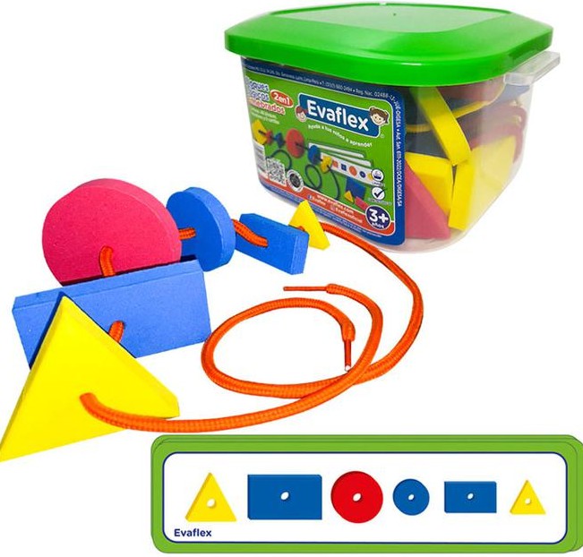 BLOQUES LÓGICOS ENHEBRADOS C/48 + 6 CARRITO