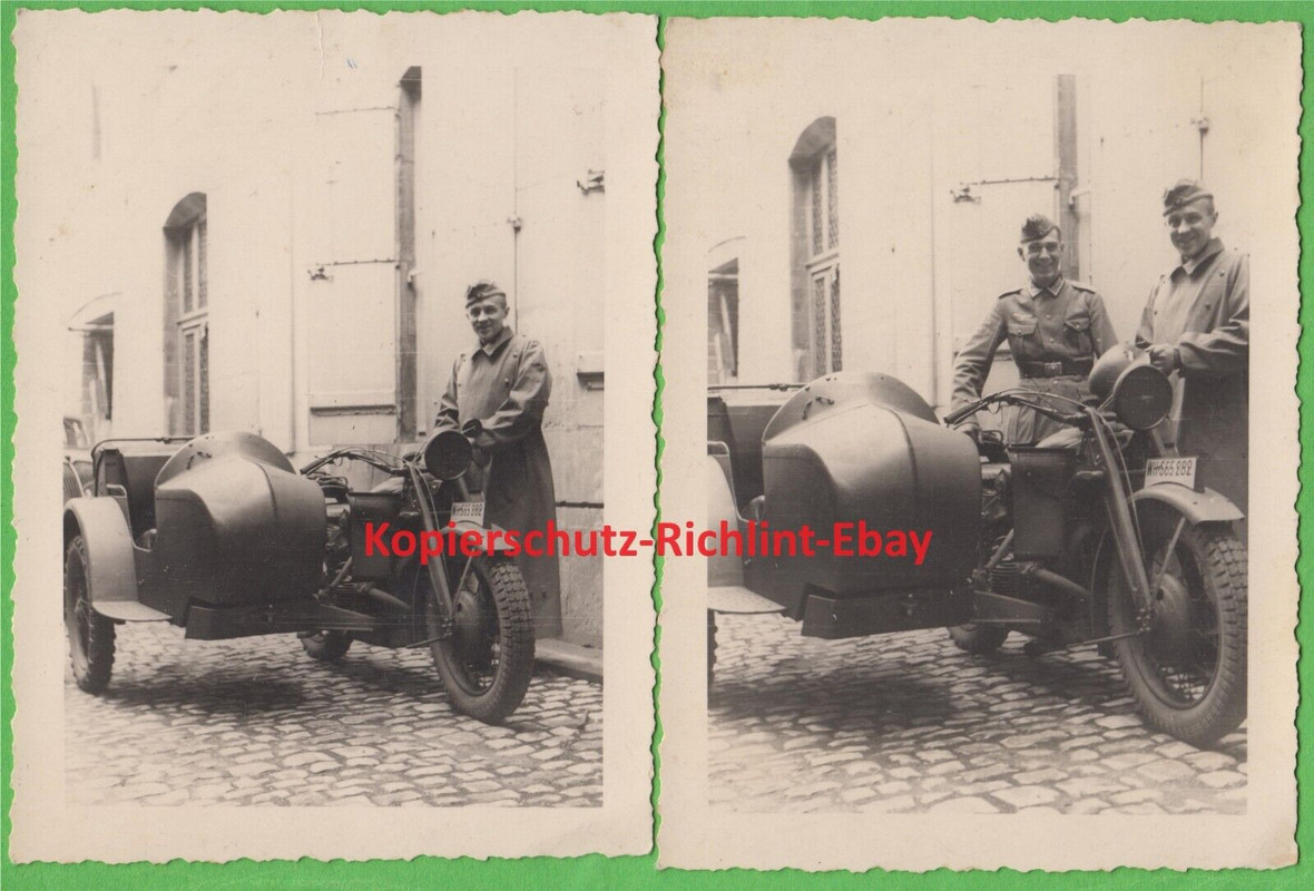 Wehrmacht schweres Motorrad Krad Beiwagen BEUTE Gnôme et Rhône