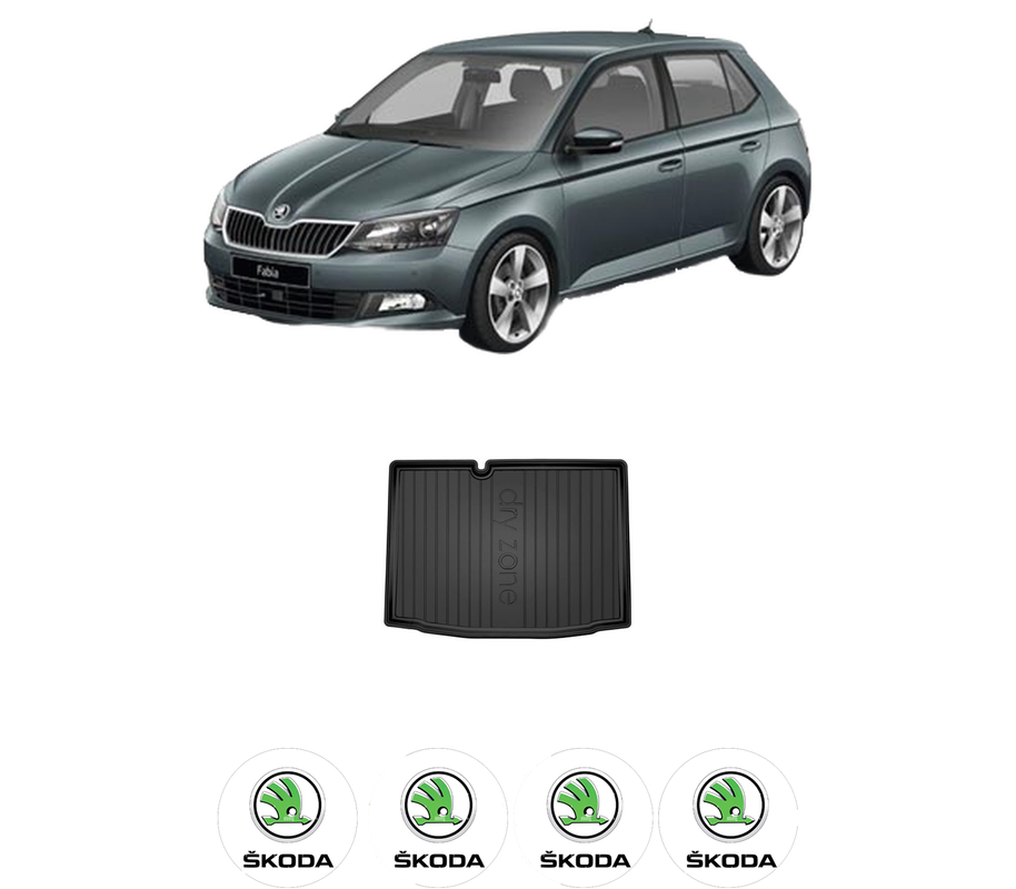 Tavita Portbagaj SKODA FABIA III (NJ3) din 2014-2021, Protectie Portbagaj Auto, 4x Stickere auto cu SKODA